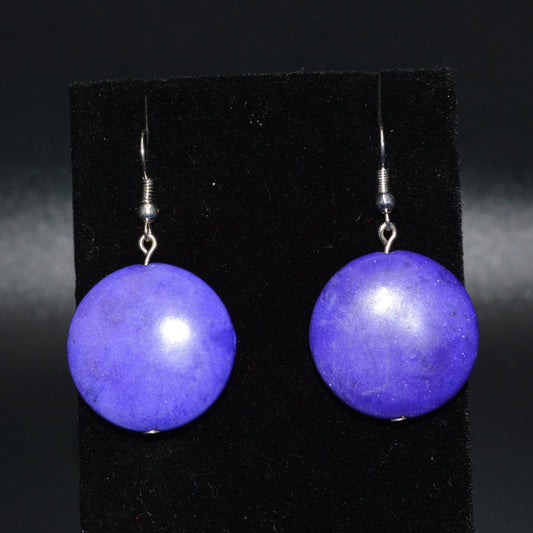 Large Ceramic Round Earrings (Purple)