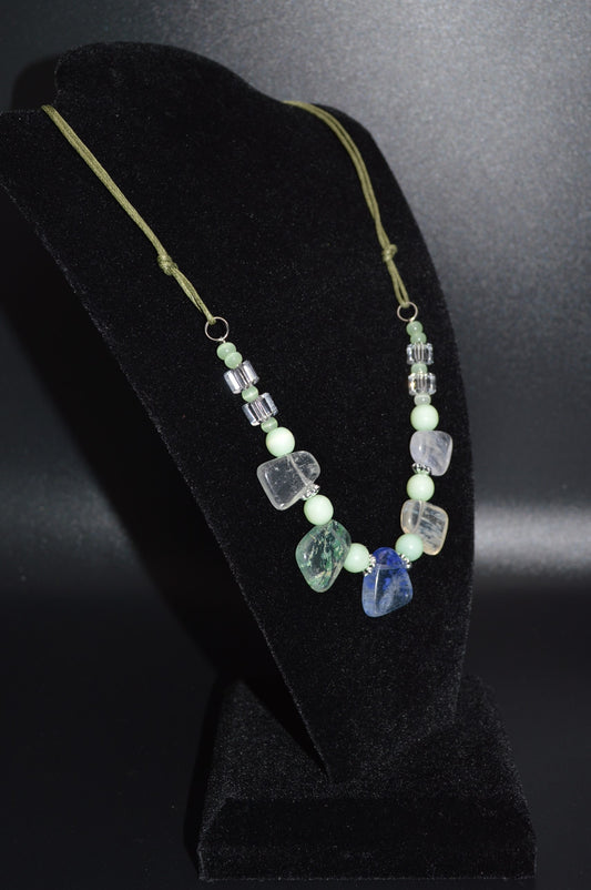 Blue and Green Stone Chip Necklace