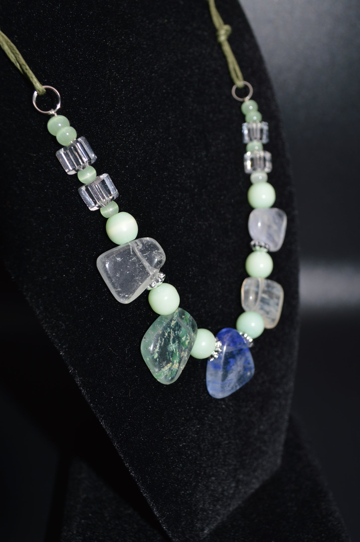 Blue and Green Stone Chip Necklace