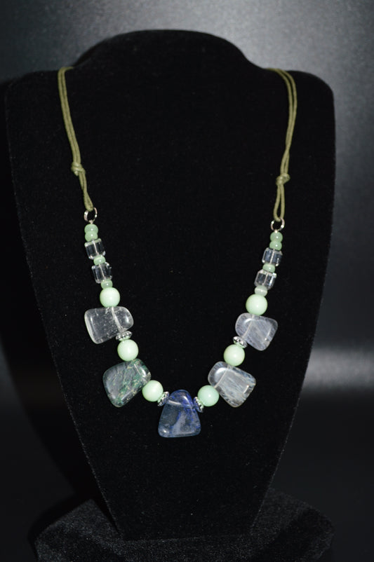 Blue and Green Stone Chip Necklace
