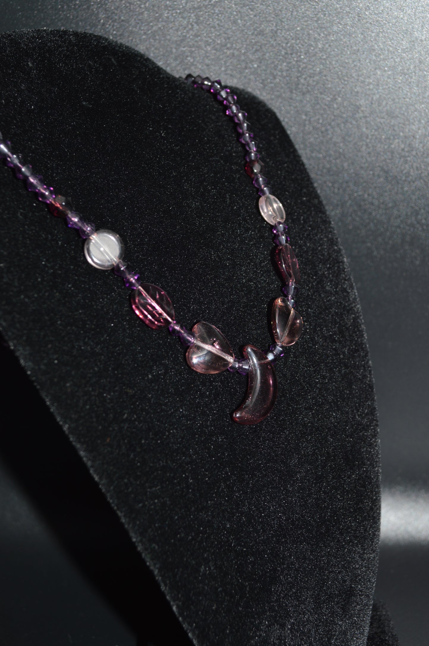 Purple Glass Necklace With Moon