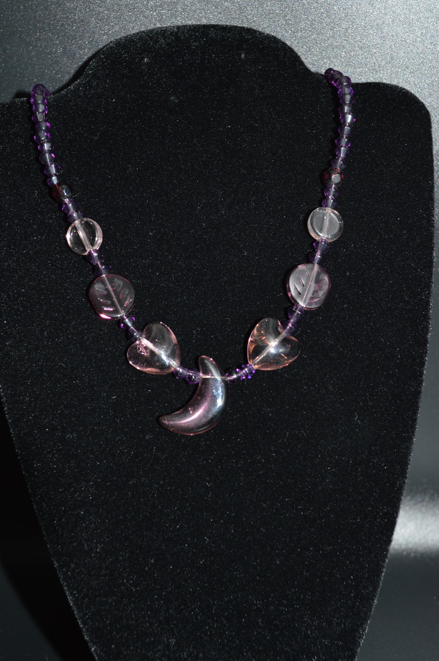 Purple Glass Necklace With Moon