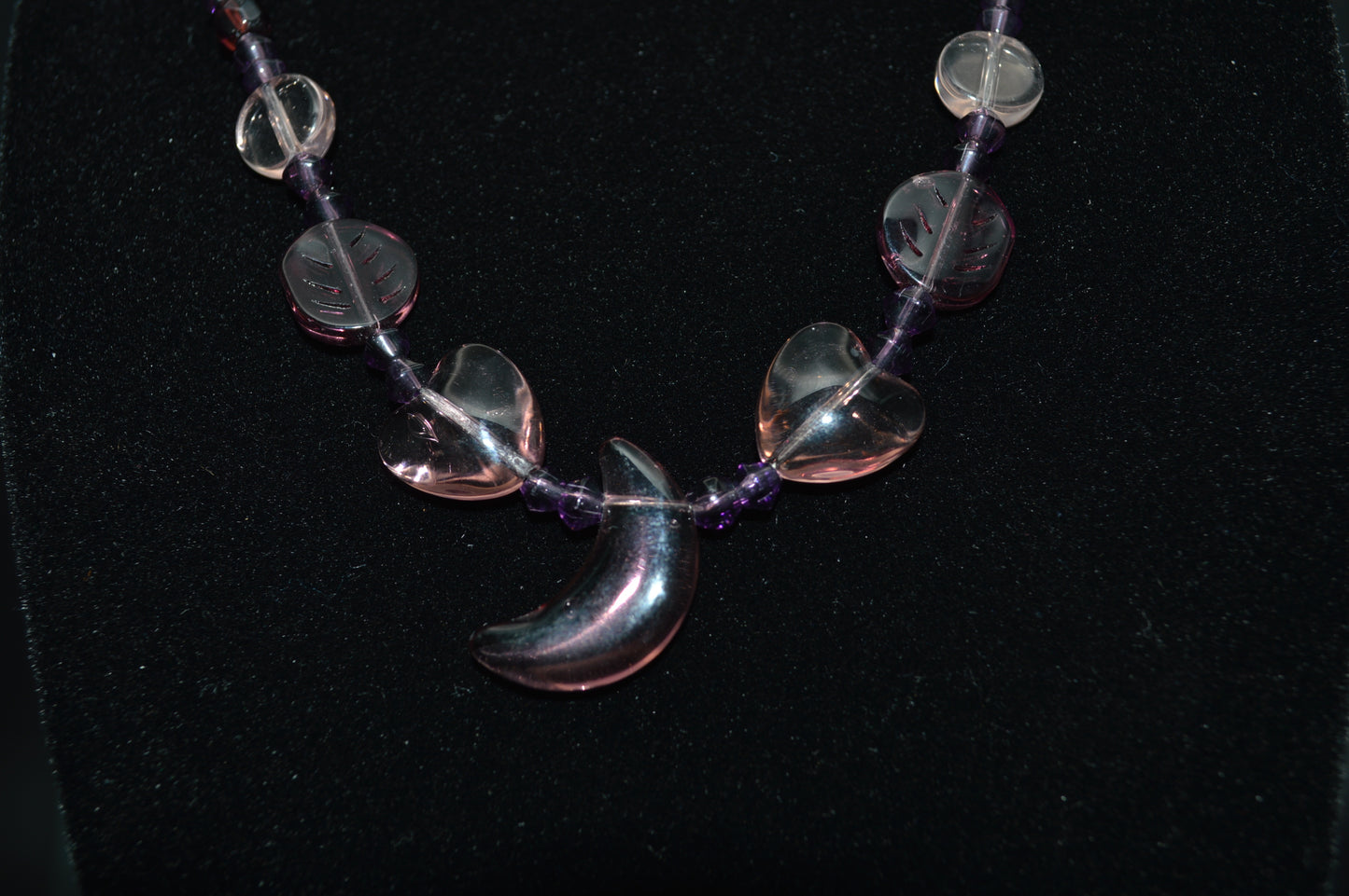 Purple Glass Necklace With Moon