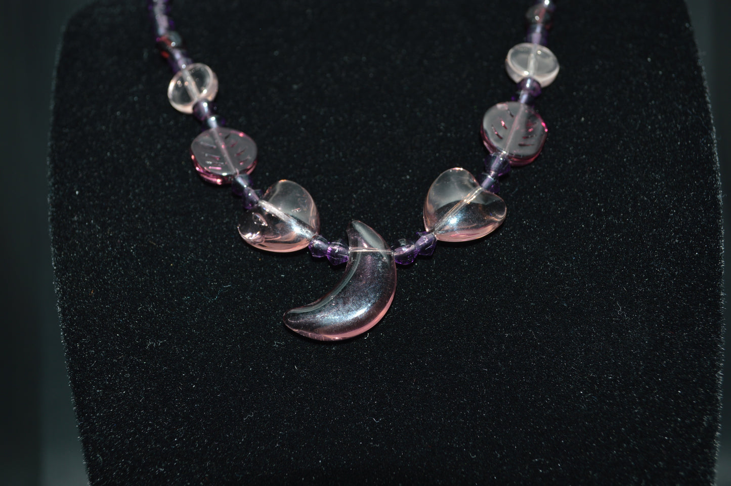 Purple Glass Necklace With Moon
