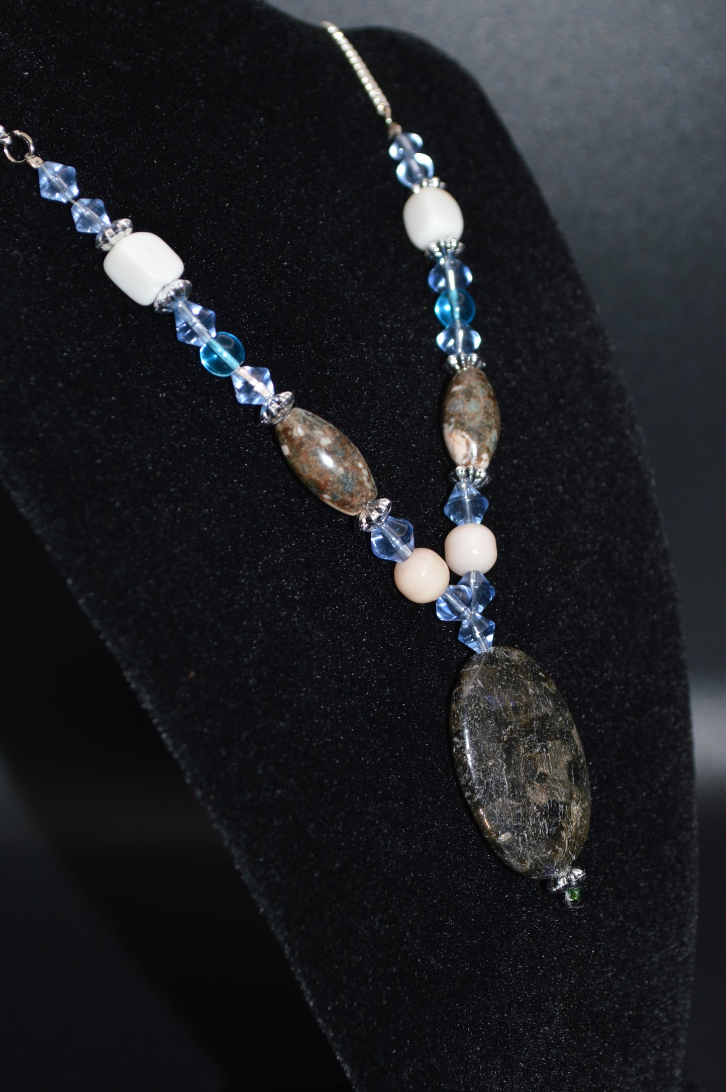 Glass and Stone Pendant Necklace